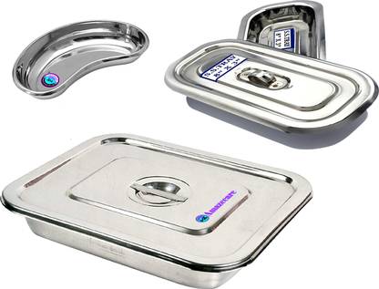 AMAZECARE Instrument Tray 9x6 inch, Instrument Tray 8x3inch and kidney tray 6 inch Tray Reusable Medical Tray