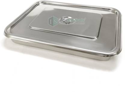 IS IndoSurgicals Stainless Steel Instrument Tray with Cover, Deluxe Quality 18"X12"X2" Reusable Medical Tray