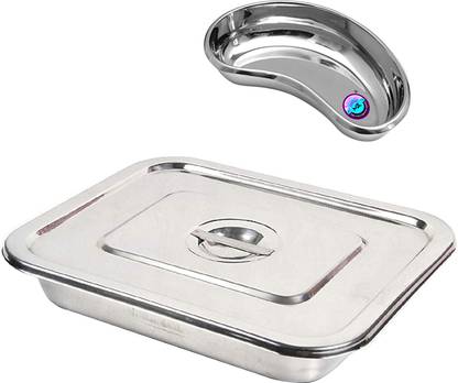 AMAZECARE Instrumet Tray 8x6 & kidney tray 8" HEAVY DUTY (comboof 2) Reusable Medical Tray