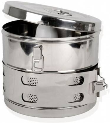 Jetflon Stainless Steel Dressing Drum (size : 12 x 10 inch.) Medical Instrument Reusable Medical Tray