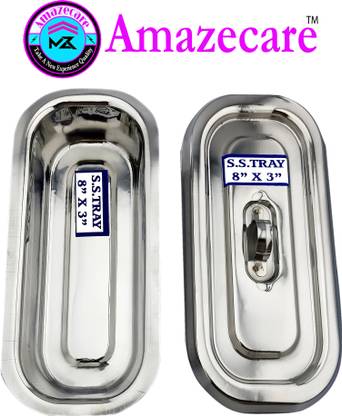 AMAZECARE Instrument Tray Stainless Steel with Lid (8x3 Inch) Reusable Medical Tray
