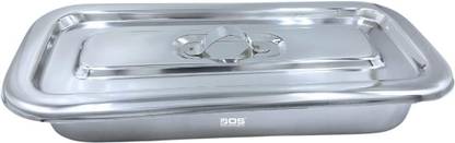 Bos Medicare Surgical Stainless Steel Surgical Dressing Tray with Flat Cover and Lid Handle, (3X8) Reusable Medical Tray