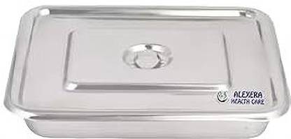 Alexera Instrument Tray With Lid & Cover Size 8" x 6"Inches)For Hospitals, Labs Etc. Reusable Medical Tray
