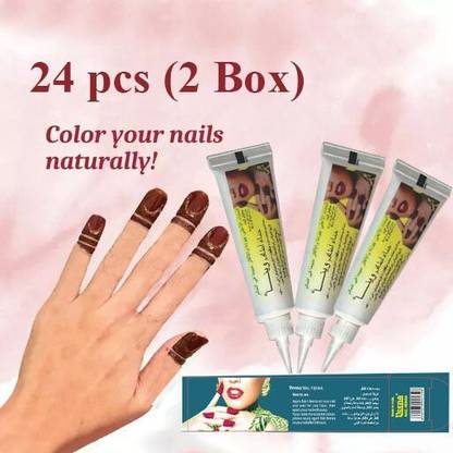 Veena Dark Red Henna Mehendi Tubes (24 pieces In Each Box) Natural Mehendi