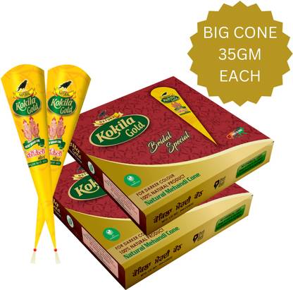KOKILA Gold Mehendi Cone 2 Box (24 Cone) Natural Mehendi