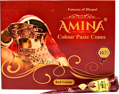 Amina Red Instant Mehendi Cone | Tattoo Mehndi | Color Paste | Outline Natural Mehendi