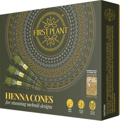 FIRST PLANT Natural Henna Cone for Hands & Feet | Body Art Mehendi | Dark Stain | Natural Mehendi