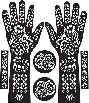 IVANA'S Ivana's Full Hand Mehndi Stencil Design Full Hand Set (FL-02) FL-02 Heena Mehandi Sticker for Hand & Body Stencil