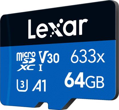 Lexar LSDMI64GBB633A 633x 64 MicroSDHC Class 10 100 MB/s  Memory Card Compatible with Camera