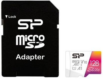 Silicon Power SP128GBSTXBV1V20SP Elite 128 GB MicroSD Card Class 10 100 MB/s Memory Card Compatible with Camera