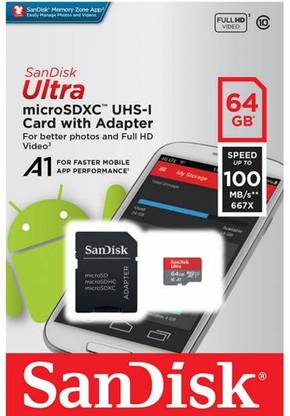 SanDisk SDSQUAB-64G-GN6MN ultra 64 GB Memory Stick XC Class 10 140 MB/s  Memory Card Compatible with Camera