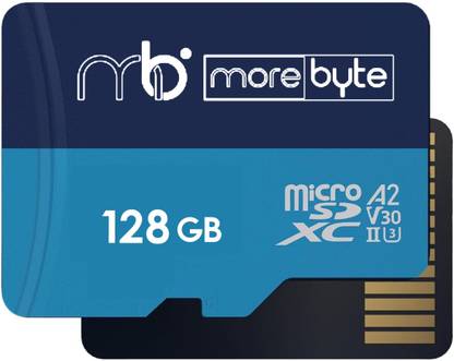 MOREBYTE 128GB Memory Card Blue Series 128 GB MicroSD Card Class 10 90 MB/s  Memory Card Compatible with Camera, Computer, Gaming Console, Mobile, Tablet