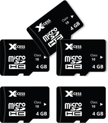 XCCESS 4GB Micro SD Card, High Speed Memory card Class 10,Fast Speed for Smartphones, Tablets and Other Micro Slots with Data Transfer (Pack of 5) Xcces 4GB Micro Sd Card Pack of 5 4 GB MicroSD Card Class 10 40 MB/s  Memory Card Compatible with Camera, Gaming Console, Mobile, Tablet