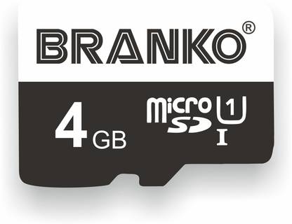 Branko SD-Card-10C-4gb Micro SD Card 4 GB MicroSD Card Class 10 90 MB/s  Memory Card Compatible with Computer, Camera, Mobile