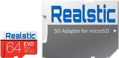 Realstic Ultra 64 GB MicroSD Card Class 10 Memory Card with adapter Ultra 64 GB MicroSD Card Class 10 140 MB/s  Memory Card Compatible with Camera, Mobile