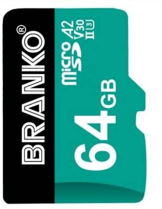 Branko V30 A2-64GB A2 64 GB MicroSD Card UHS Class 3 130 MB/s  Memory Card Compatible with Camera