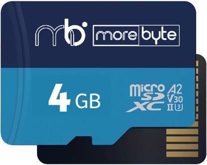 MOREBYTE Ultra 4 GB MicroSD Card Class 10 90 MB/s Memory Card Blue 4 GB MicroSD Card Class 10 90 MB/s  Memory Card Compatible with Mobile, Computer, Tablet
