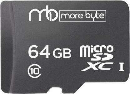 MOREBYTE Ultra 64 GB MicroSD Card Class 10 90 MB/s Memory Card Black 64 GB MicroSD Card Class 10 90 MB/s  Memory Card Compatible with Mobile, Computer, Tablet