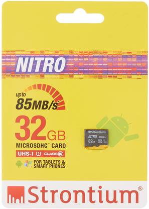 Strontium SRN32GTFU1Q Nitro 32 GB MicroSD Card Class 10 85 MB/s  Memory Card Compatible with Mobile, Camera