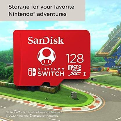 nintendo SanDisk microSDXC UHS-I card for 128GB - licensed Product NIntendo Switch 128 GB MicroSDXC Class 10 100 MB/s  Memory Card Compatible with Gaming Console, Camera, Computer