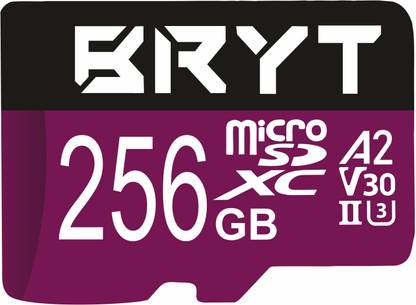BRYT A2V30 Memory Card High Capacity Micro SD Card 256 GB MicroSDXC Class 10 130 MB/s  Memory Card Compatible with Camera, Mobile, Tablet
