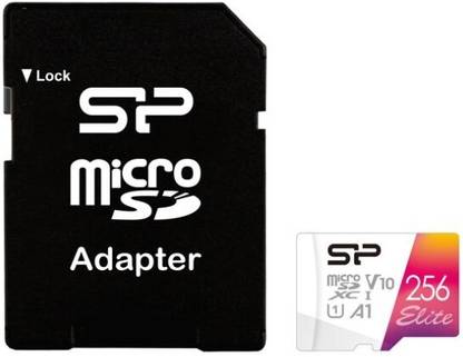 Silicon Power SP256GBSTXBV1V20SP Elite 256 GB MicroSD Card Class 10 100 MB/s  Memory Card Compatible with Camera