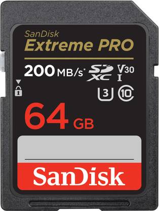 SanDisk Extreme Pro 64 GB SDHC Class 10 200 MB/s  Memory Card