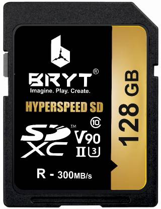 BRYT A1 V90 UHS-II U3 High Capacity SD Card 128 GB SDXC Class 10 300 MB/s  Memory Card