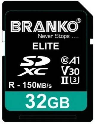 Branko V30 Elite Memory Card for Photo Video Music Voice File DSLR Camera DSC Camcorder 32 GB SDXC Class 10 150 MB/s  Memory Card Compatible with Computer, Camera, Tablet