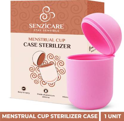 Senzicare Menstrual Cup Sterilizer Case | Kills 99% Of Germs In 3 Minutes | Reusable Silicone Sterilizing Holder | for women - Pink