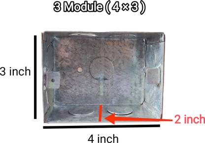 LightUp 3 Module Metal Box (4by 3 ) Metal Electrical Box