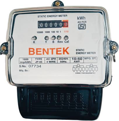 Auto Tech Three Phase Four Wire Statics Energy Meter, Submeter Electricity Meter Reading Metal Electrical Box