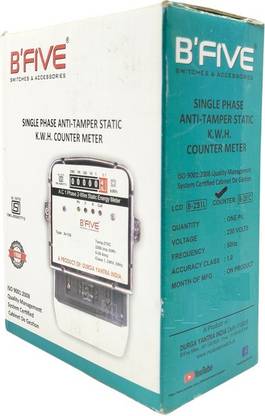b'five Single Phase 2 Wire Ac Electronic KWH Meter LCD Display Nonmagnetic sub meter_08 Metal Electrical Box