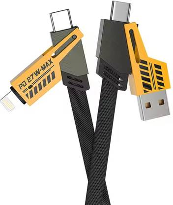 IMAGINEA 4-in-1 Cable 1 m Charging & Data Cable, 65W Multi Charging Type-C to USB Cable for All Phones