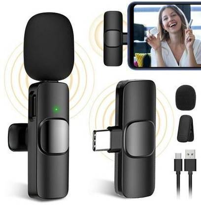 insignia decor Wireless Microphone for youtube Vlog Type-C Android & iPhone Plug and Play Wireless Lavalier Omnidirectional Microphone