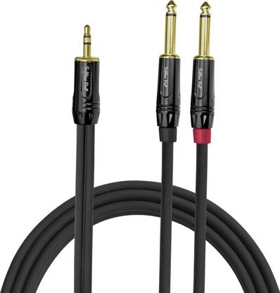 Softline Pro SPY03 3.5MM Stereo to 2 x 6.3MM Jack Mono 10 Ft / 3 Meter Cable Universal Compatibility Audio Equipment Gold Plated AUX