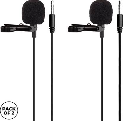 WRADER PACK OF 2- Professional Grade 3.5mm Collar Microphone for Youtube Video Recording Insta Reels Vlogging Mobile Phone Microphone