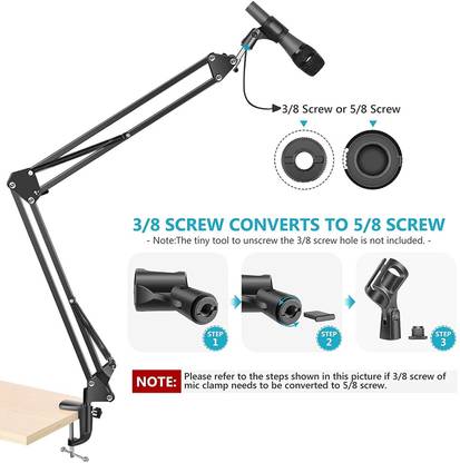 TECHGEAR Mic Stand For Condenser Mic Boom Suspension Scissor Arm Gaming Mic Stand Studio Microphone