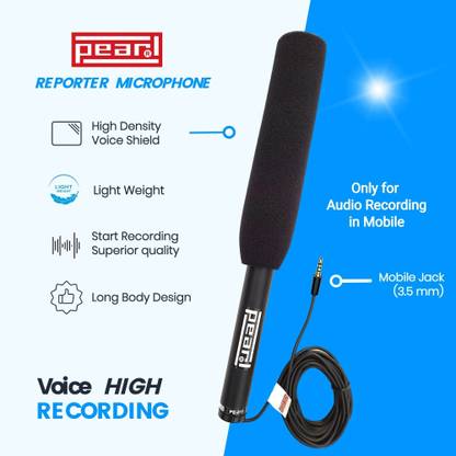 Pearl Shotgun Media Mic PE-011 | Reporter Microphone | Interview Mic | Mobile Jack (3.5 mm) | Cable Length 5 Yards/15Foot | Compatible only with Mobile