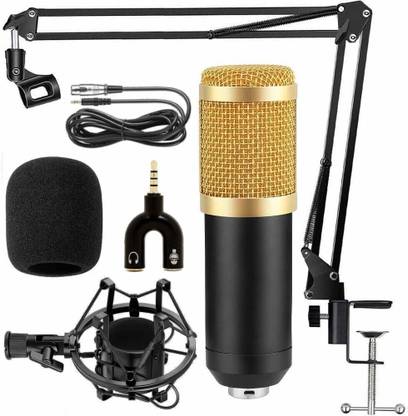 SOUVENIR Combo of BM 800 Professional Condenser Microphone with 3.5 mm Audio Jack Converter for Mobile, Computer and Microphone Stand Mic Sound Studio Recording Dynamic Microphone Set