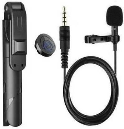 samipna Selfie Stick with mic Microphone (Black, Remote Included) 1.5 M