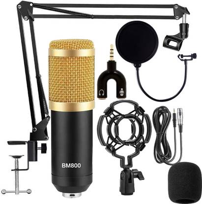IMAGINEA BM800 Condenser Microphone Kit with Stand, Pop Filter & U Shape Audio Splitter for YouTube, Gaming and Home Studio Recording
