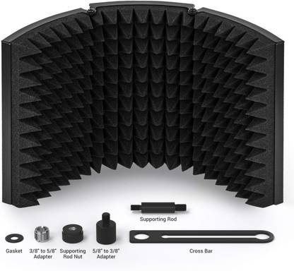 YGM Acoustic Foams MIS3 3 Panel Foldable Microphone Isolation Shield (For Youtubers and Musicians)