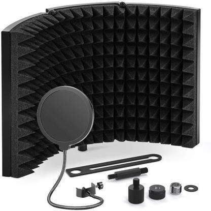 TechBlaze 3 Panel Isolation Shield Sound Proof Foam with Pop Filter for condenser mic Isolation Shield