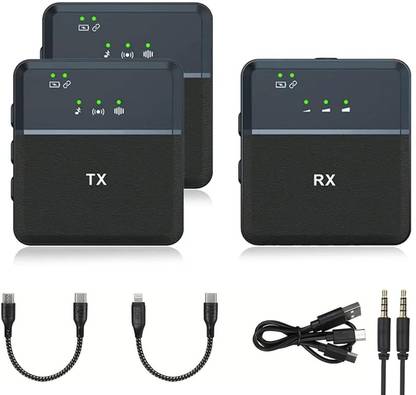 IMAGINEA SX9 Wireless Microphone for PC/iPhone & USB C/Camera (2 Microphones 1 Receiver) Wireless Collar Microphone for Videos/Reels/Shorts/Vlog/Meeting/Teaching
