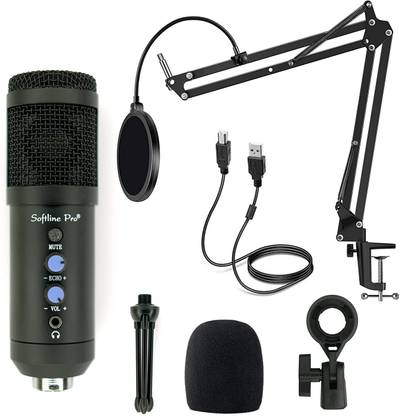 Softline Pro SP RJ-MIC-KIT Condenser Microphone Kit Voice Recording Mic Stand Home Studio Mic Kit Broadcasting Studio Recording Condenser Microphone Set