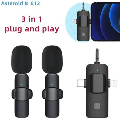 VOLTAC 3 in 1 Microphone Wireless Clip Mic for Smartphone Laptop YouTube Live Stream MICROPHONE
