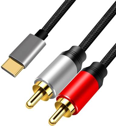 Elite USB C to 2 RCA Splitter for Home Theater, Amplifier, DVD, Speaker, Car Stereo, Phone, Tablet, 4.9Ft/1.5M 2 RCA to USB C Adapter Cable