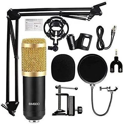 TechBlaze Professional Broadcasting Studio Condenser Microphone Home Studio Mic Kit with Shock Mount Adjustable Scissor Arm Stand Microphone for Singing, Podcasting,