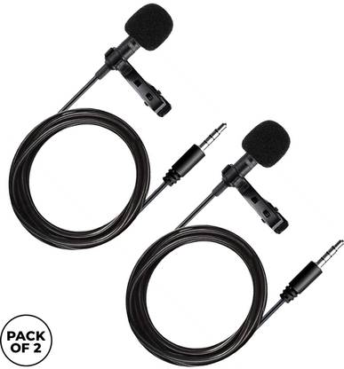 WRADER Omnidirectional 3.5mm Mic Lavalier Mic for Youtube Voice Recording ASMR and Vlog Mobile Collar Microphone - PACK OF 2